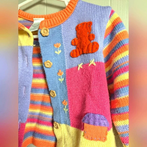 Starting Out Cardigan in Multicolor 18mo Patchwork Knit Stripe‎ Vintage - Picture 2 of 5
